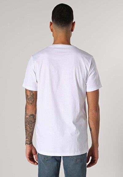 صورة من أبيض للرجال تي شيرت بأكمام قصيرة