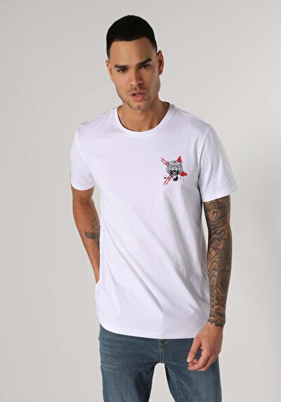 اعرض التفاصيل لـ أبيض للرجال تي شيرت بأكمام قصيرة