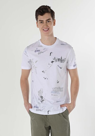 صورة من أبيض للرجال تي شيرت بأكمام قصيرة