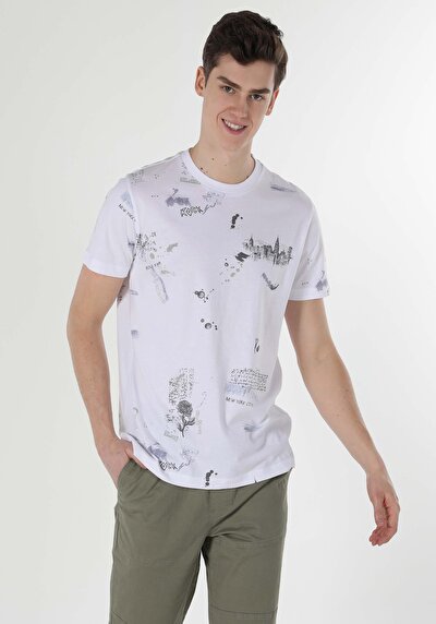 اعرض التفاصيل لـ أبيض للرجال تي شيرت بأكمام قصيرة