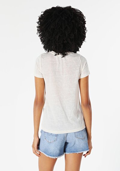 اعرض التفاصيل لـ   رقبة مستديرة نسائي أبيض بأكمام قصيرة تي شيرت