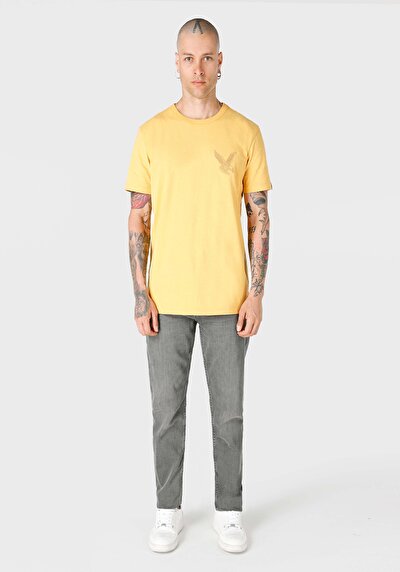 صورة من عادي رقبة مستديرة رجالي ساري كم قصير تي شيرت