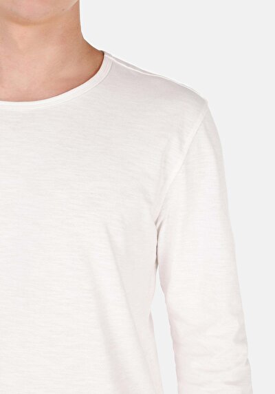 اعرض التفاصيل لـ   رقبة مستديرة مستقيم تي شيرت أبيض بأكمام طويلة للرجال