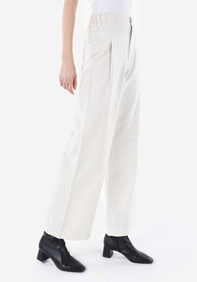اعرض التفاصيل لـ عادي بقصة رفع الخصر ساق واسعة نسائي بنطلون أبيض