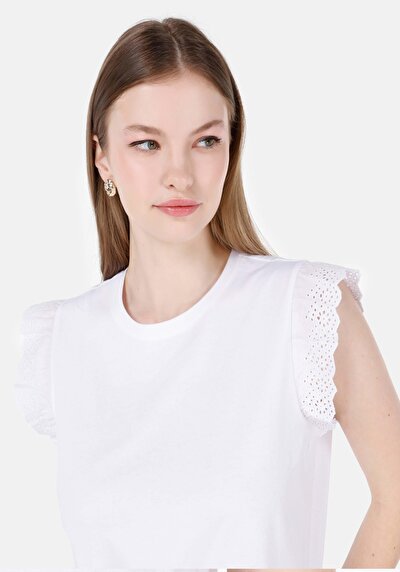 اعرض التفاصيل لـ   رقبة مستديرة مستقيم نسائي أبيض بأكمام قصيرة تي شيرت