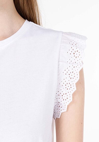 اعرض التفاصيل لـ   رقبة مستديرة مستقيم نسائي أبيض بأكمام قصيرة تي شيرت