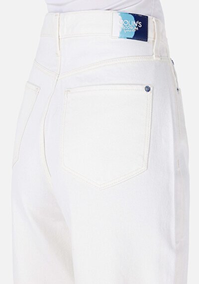 اعرض التفاصيل لـ بالون  ارتفاع الخصر تقلص الساق الجينز الأبيض للنساء