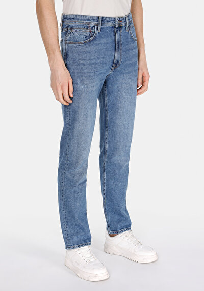 اعرض التفاصيل لـ نحيف مستقيم   الخصر مستقيم الساق الجينز النيلي للرجال