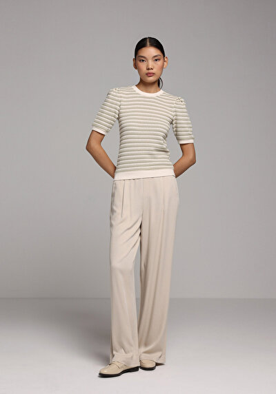 صورة من Straigt خصر منخفض مستقيم الساق نسائية بيج