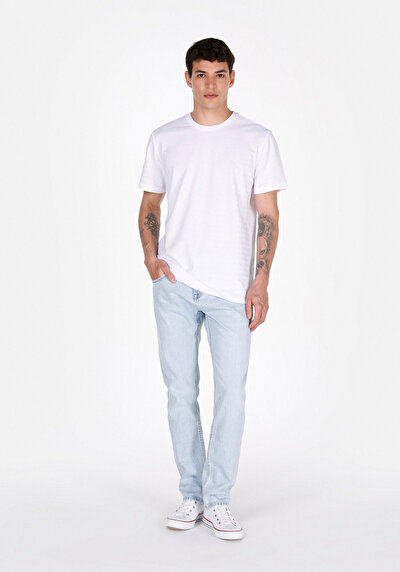 اعرض التفاصيل لـ مستقيم  خصر منخفض مستقيم الساق الجينز النيلي للرجال