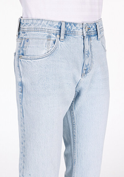 اعرض التفاصيل لـ مستقيم  خصر منخفض مستقيم الساق الجينز النيلي للرجال