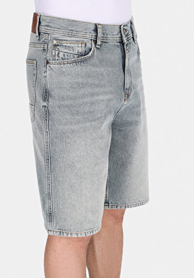 صورة من فضفاض مستقيم الخصر مستقيم رجالي نيلي جان شورت