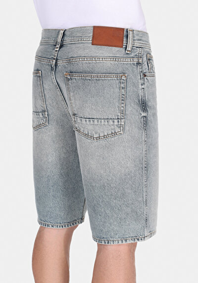 اعرض التفاصيل لـ فضفاض مستقيم   الخصر مستقيم رجالي نيلي جان شورت