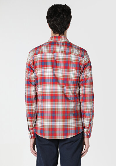 صورة من قميص نحيف رقبة منقوشة رجالي متعدد الألوان كم طويل قميص