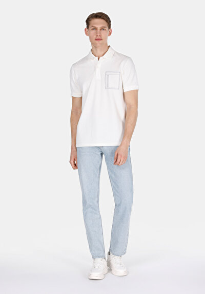 صورة من بنطلون جينز نيلي رجالي سليم مستقيم