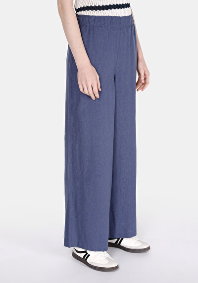 صورة من خصر عالي ساق عريضة نسائي بنطلون أزرق