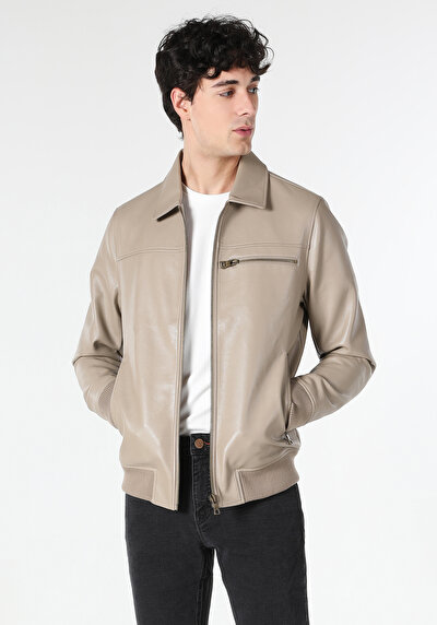 صورة من بني للرجال جاكيت جلد