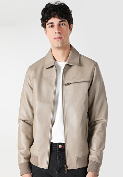 اعرض التفاصيل لـ بني للرجال جاكيت جلد
