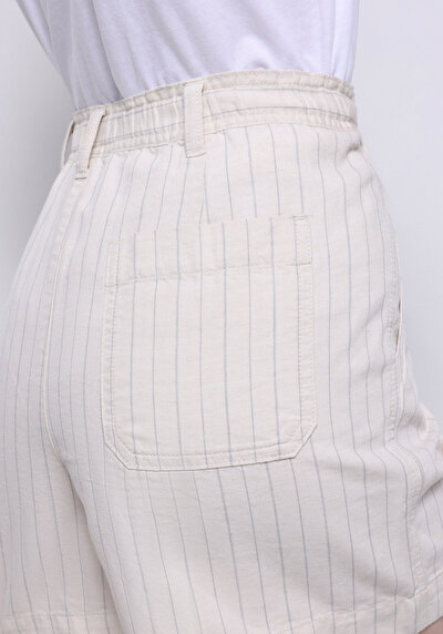 اعرض التفاصيل لـ عادي مقاس ارتفاع الخصر مخطط شورتات حجرية نسائية