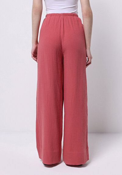 اعرض التفاصيل لـ   ارتفاع الخصر ساق واسعة نسائي السراويل الوردي