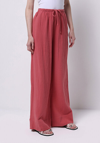 اعرض التفاصيل لـ   ارتفاع الخصر ساق واسعة نسائي السراويل الوردي