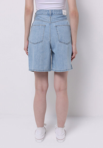 اعرض التفاصيل لـ فضفاض قصة ارتفاع الخصر مستقيم نسائي نيلي جان شورت