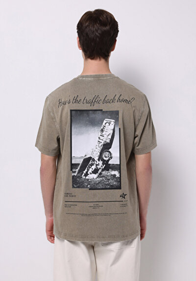 صورة من كومفورت فيت رقبة مستديرة مستقيم رجالي بيج كم قصير تي شيرت