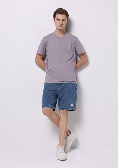 اعرض التفاصيل لـ عادي مقاس متوسط الخصر مستقيم رجالي نيلي جان شورت