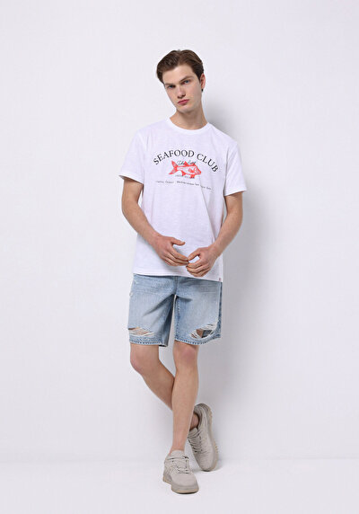 صورة من فضفاض مستقيم الخصر مستقيم رجالي نيلي جان شورت