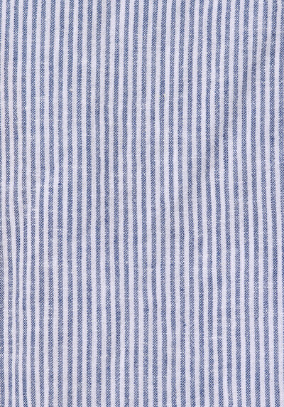 اعرض التفاصيل لـ ياقة مستديرة عادية مخطط قميص نسائي أزرق بلا أكمام