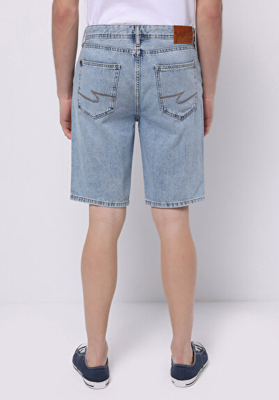 اعرض التفاصيل لـ عادي مقاس متوسط الخصر مستقيم رجالي نيلي جان شورت