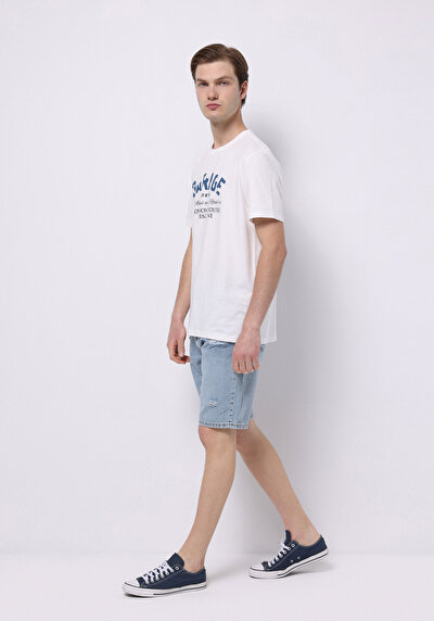 اعرض التفاصيل لـ عادي مقاس متوسط الخصر مستقيم رجالي نيلي جان شورت