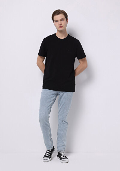 اعرض التفاصيل لـ مستقيم  خصر منخفض مستقيم الساق الجينز النيلي للرجال