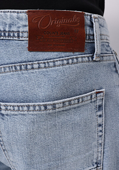 اعرض التفاصيل لـ مستقيم  خصر منخفض مستقيم الساق الجينز النيلي للرجال