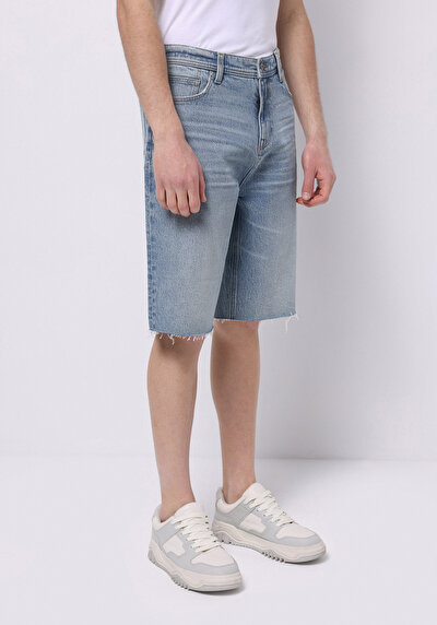 اعرض التفاصيل لـ Straigt  الخصر المنخفض مستقيم للرجال نيلي جان شورت