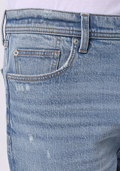 اعرض التفاصيل لـ Straigt  الخصر المنخفض مستقيم للرجال نيلي جان شورت