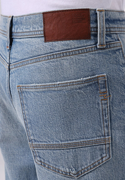 اعرض التفاصيل لـ Straigt  الخصر المنخفض مستقيم للرجال نيلي جان شورت