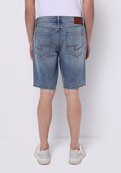 اعرض التفاصيل لـ عادي مقاس متوسط الخصر مستقيم رجالي الدنيم جان شورت