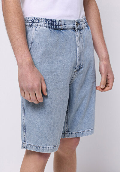 اعرض التفاصيل لـ عادي مقاس متوسط الخصر مستقيم رجالي نيلي جان شورت