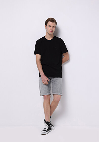 صورة من مستقيم  خصر منخفض مستقيم رجالي شورت جان رمادي