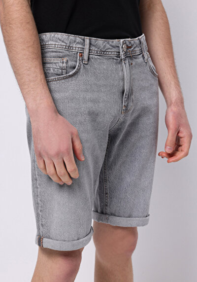 اعرض التفاصيل لـ مستقيم  خصر منخفض مستقيم رجالي شورت جان رمادي