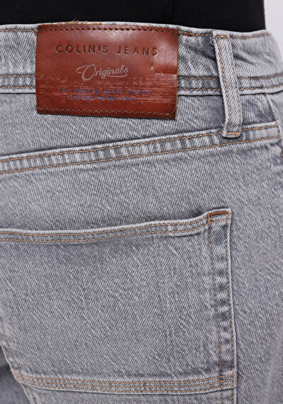 اعرض التفاصيل لـ مستقيم  خصر منخفض مستقيم رجالي شورت جان رمادي