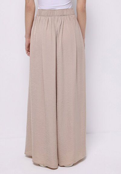 اعرض التفاصيل لـ عادي مناسب بخصر عالي ساق واسعة بنطلون بيج نسائي