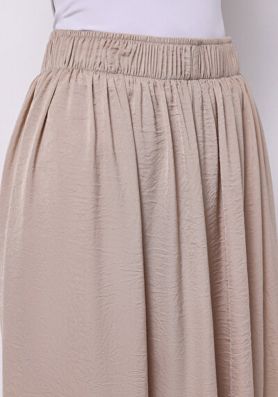 اعرض التفاصيل لـ عادي مناسب بخصر عالي ساق واسعة بنطلون بيج نسائي