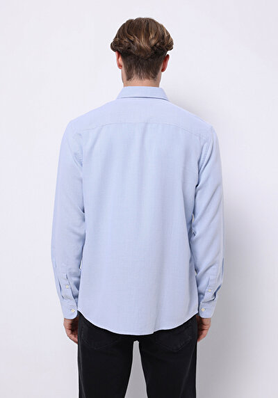 اعرض التفاصيل لـ أزرق للرجال قميص  كم طويل