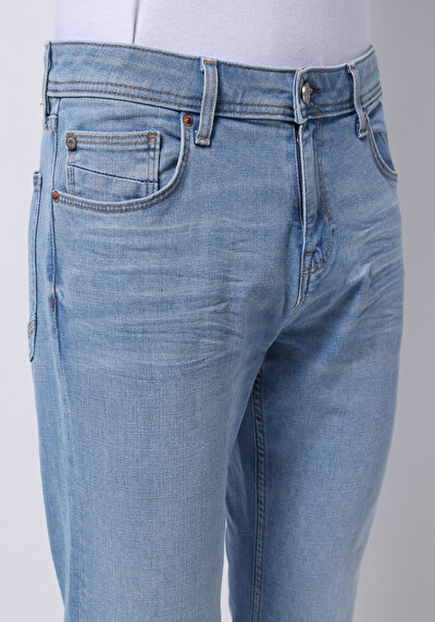 اعرض التفاصيل لـ مستقيم  خصر منخفض مستقيم الساق الجينز النيلي للرجال