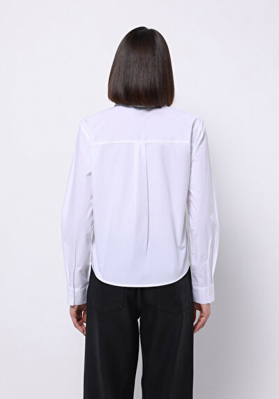 اعرض التفاصيل لـ أبيض للنساء قميص  كم طويل