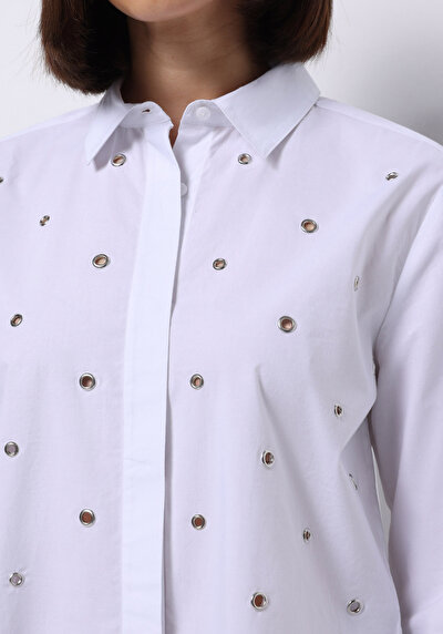 اعرض التفاصيل لـ أبيض للنساء قميص  كم طويل