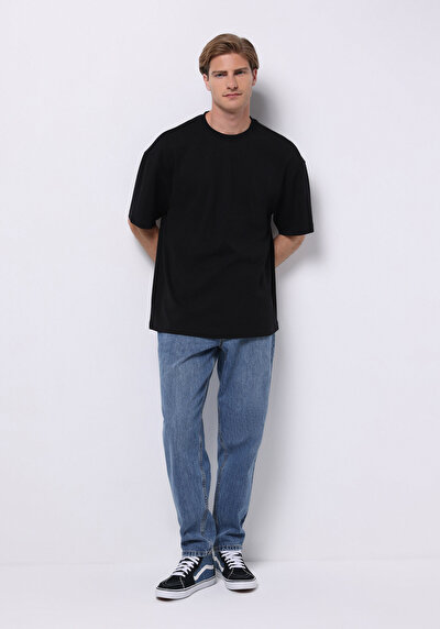 اعرض التفاصيل لـ أسود للرجال تي شيرت بأكمام قصيرة