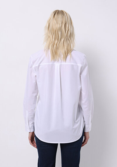 اعرض التفاصيل لـ أبيض للنساء قميص  كم طويل